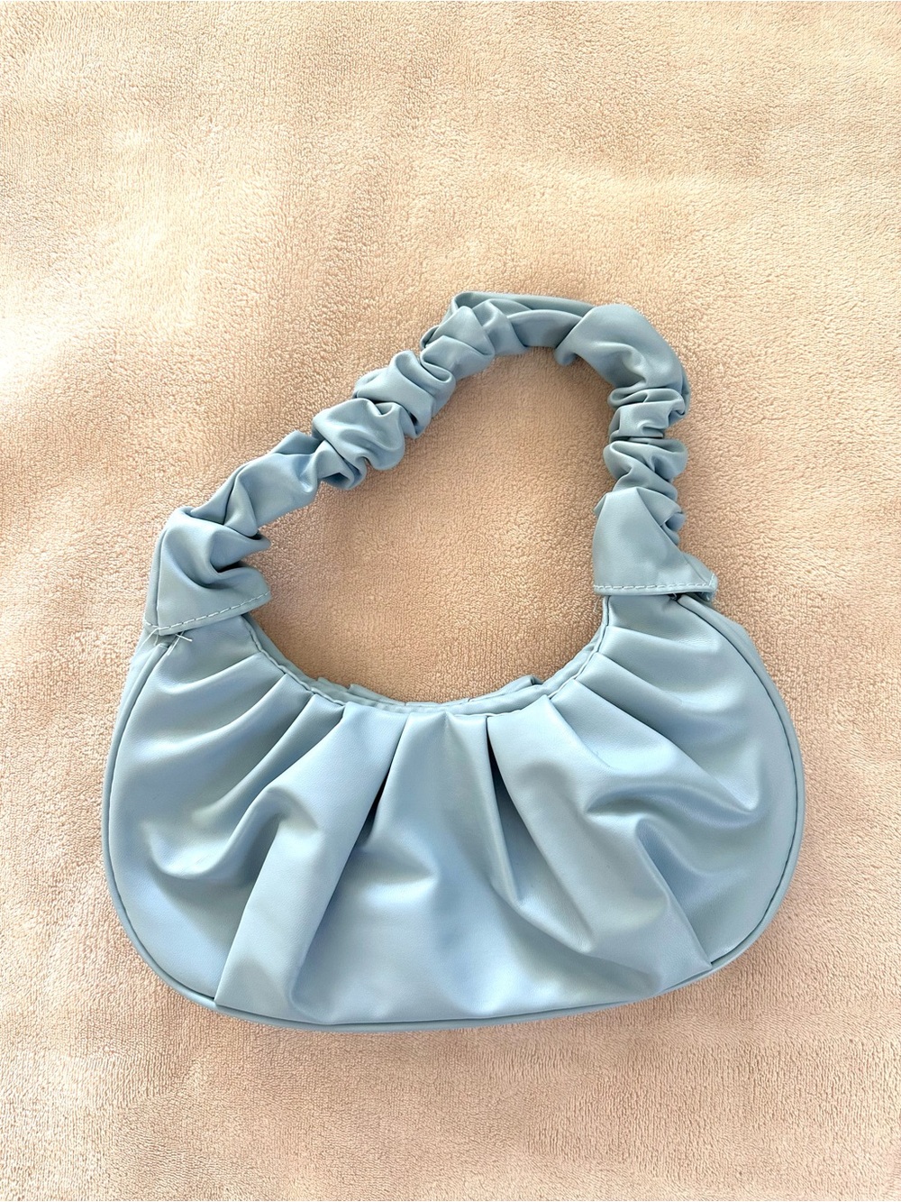 Light Blue Ruched Shoulder Bag - Women's Fashion Handbag